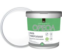 Эмаль акриловая полуматовая ОРЕОЛ универсальная белая (пластиковая тара) 1.1 кг 86999