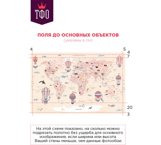 Обои Карта путешественника для детей с животными, самолетами на бежевом фоне с элементами розового цвета Топ Фотообои флизелин, 200х129 см 09-1094-MV-4
