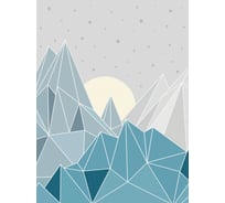 Обои Серо-голубые Горы на фоне неба со звездами Топ Фотообои флизелин, 200х270 см 06-1236-F-2