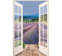 Обои Открытые двери на террасу с видом на поле лаванды и горы Топ Фотообои флизелин, 129х200 см 03-1221-MD-3