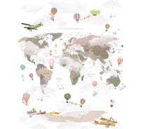 Обои Карта путешественника для детей на светлом фоне Топ Фотообои флизелин, 200х270 см 09-1037-МF-2