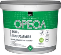 Эмаль акриловая полуматовая ОРЕОЛ белая, пластиковая тара, 2.5 кг 87000