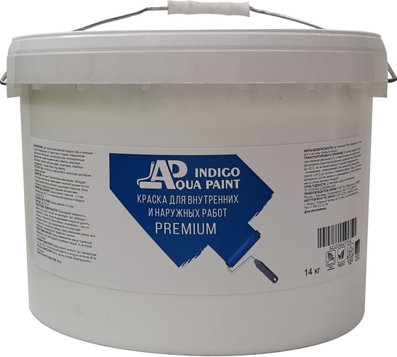 Краска для наружных и внутренних работ INDIGO AQUA PAINT PREMIUM 14 кг 1111202