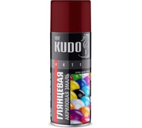 Аэрозольная краска в баллончике KUDO быстросохнущая акриловая универсальная глянцевая RAL 3011 вишнёвая KU-A3011