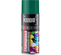 Аэрозольная краска в баллончике KUDO быстросохнущая акриловая универсальная глянцевая RAL 6016 тёмно-зелёная KU-A6016