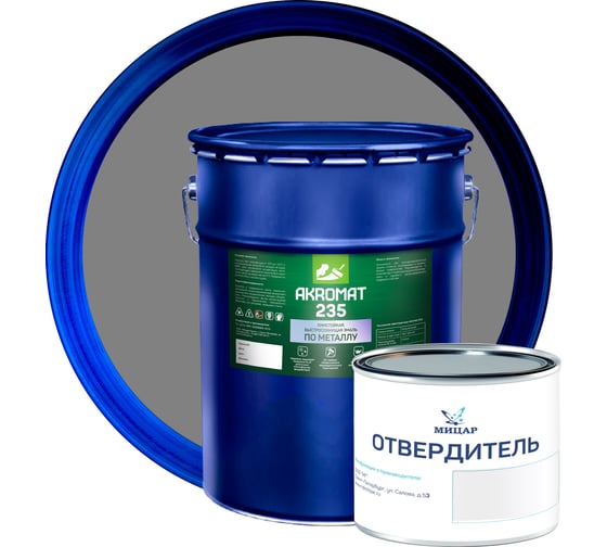 Грунт-эмаль Мицар AKROMAT 235 (АКРОМАТ 235), химстойкая п/матовая 20 кг серый УТ000009885