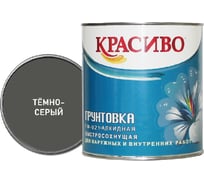 Грунтовка Красиво ГФ-021 для стен, по металлу, по дереву темно-серый 1,8 кг 4690417026470