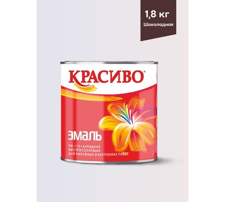 Эмаль Красиво ПФ-115 шоколадный 1,8 кг для стен по металлу, по дереву 4690417028245
