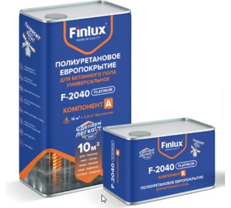 Полиуретановая эмаль для бетонного пола Finlux F-2040 двухкомпонентное, темно-серый, 10 кв.м. 4603783216420