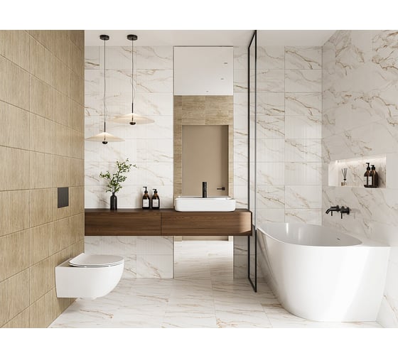 Плитка настенная Gracia Ceramica Капелла белый верх 01 25x40, 1.4 м2/14 шт. СК000043395