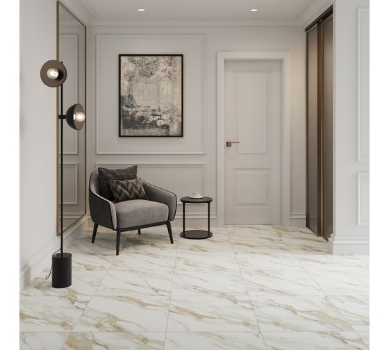 Керамогранит LB CERAMICS Рерих мрамор белый, 1,62 м2/8 шт СК000043830