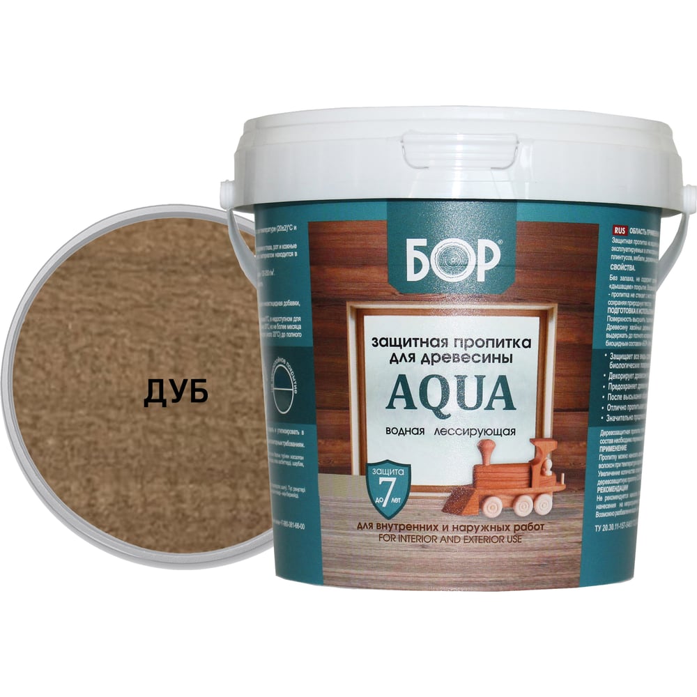 Защитная пропитка для дерева Бор Aqua для наружных работ, дуб 0,9 кг ...