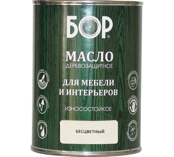 Масло для дерева, мебели и интерьеров Бор бесцветное, 0,64 кг 4690417074235