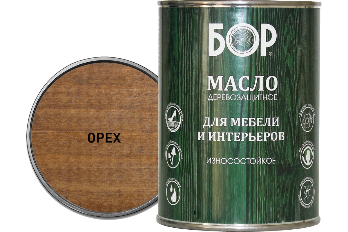 Масло для дерева, мебели и интерьеров Бор орех, 0,64 кг 4690417074259