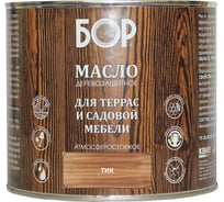 Масло для дерева Бор с воском, для террас и садовой мебели, тик, 1,7 кг 4690417061501