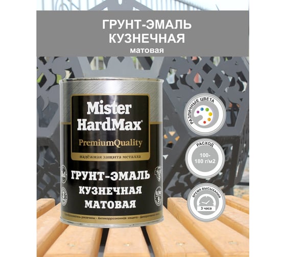 Грунт-эмаль HardMax Кузнечная RAL 9005 глубоко-черный, барабан 20 кг 4690417073382