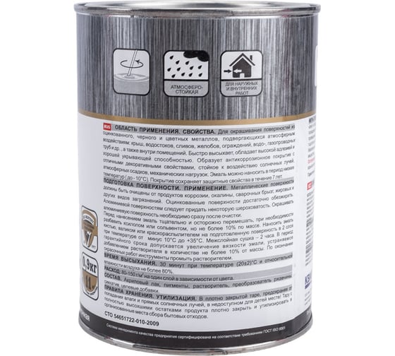 Эмаль по оцинкованным и цветным металлам HardMax RAL 7040 серый, банка 0.9 кг 4690417070879