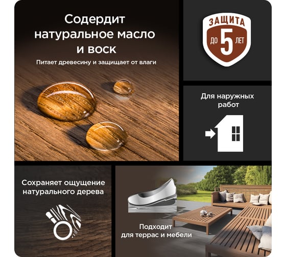 Масло для террас, фасадов и садовой мебели Pinotex (База CLR) 0.9 л 50035040