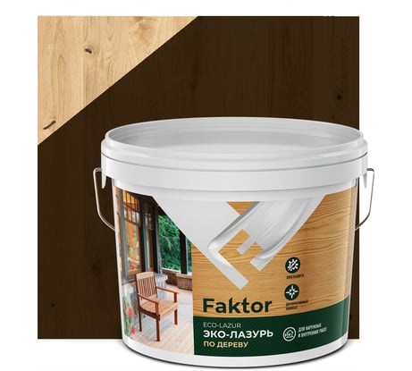 Эко-лазурь ЯРОСЛАВСКИЕ КРАСКИ FAKTOR для древесины тик, ведро 9 к О06863