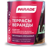 Лак алкидно-уретановый PARADE L25 Террасы & Веранды п/мат 0,75 л Россия 90003467425
