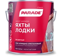 Лак яхтный алкидно-уретановый PARADE L20 Яхты & Лодки глянцевый 2,5 л Россия 90001484873 18354001