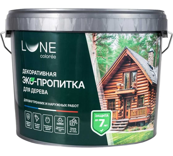 Декоративная эко-пропитка для дерева Lune Coloree быстросохнущая цвет: Орех (9л) 33806