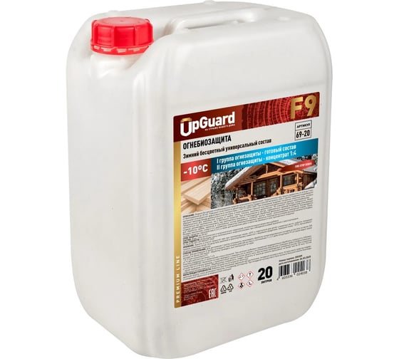 Огнебиозащита UPGUARD F9, 20 л, l-II группа, зимняя, бесцветная, 69-20 1