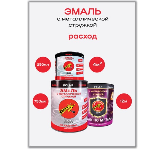 Эмаль с металлической стружкой (тёмно-зелёная 764; 0.25 л) Poli-R 14360