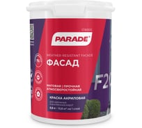 Краска фасадная PARADE F20 Фасад база А 0,9 л Россия 90005021234