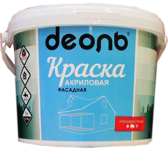 Краска акриловая ДЕОЛЬ Фасадная Графит RAL 7024, матовая 9 л DAF9G
