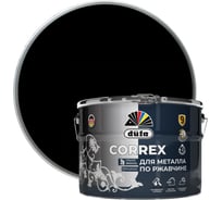 Грунт-эмаль Dufa CORREX 3 в 1 для металла по ржавчине RAL-9005 черный 10 л МП00-013661