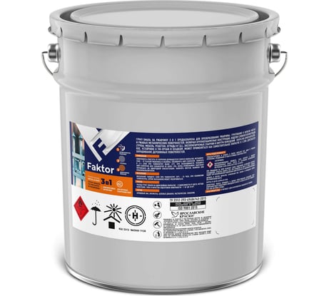 Грунт-эмаль ЯРОСЛАВСКИЕ КРАСКИ FAKTOR на ржавчину 3 в 1 графитовая серая RAL 7024, бараб 219357
