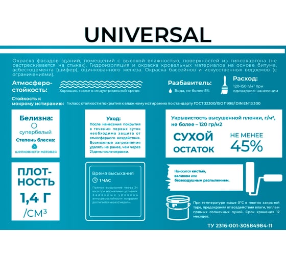 Резиновая краска Резолюкс Универсал Universal Rezolux 12 кг черный 9005 металлическое ведро УТ000013310