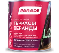 Лак алкидно-уретановый глянцевый PARADE L25 Террасы & Веранды 0,75 л Россия 90003467416
