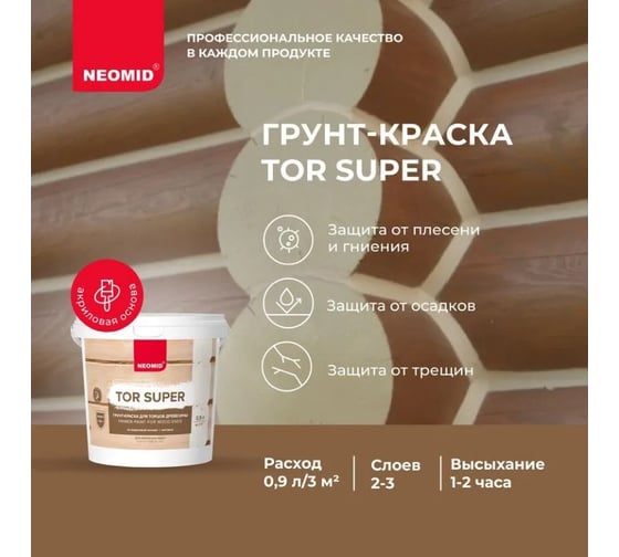 Грунт-краска Neomid TOR SUPER База А 0.9 л Н-TOR_SUPER/БазА-0,9