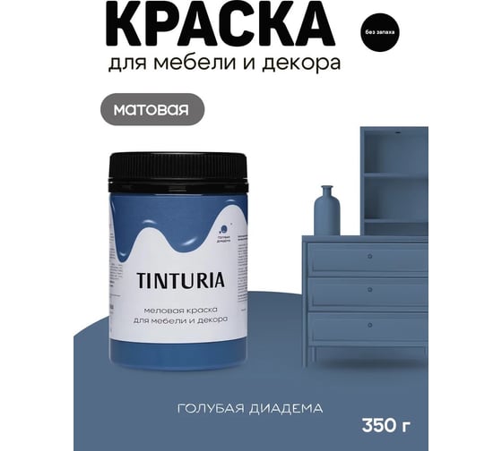 Краска для мебели и декора TINTURIA голубая диадема 0.35 кг 12 ЭК000145897
