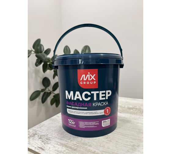 Краска водно-дисперсионная МАСТЕР фасадная белая матовая (база А) 4850008520668 1