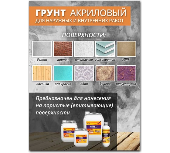 Акриловая грунтовка для наружных и внутренних работ White House 3 кг 15561