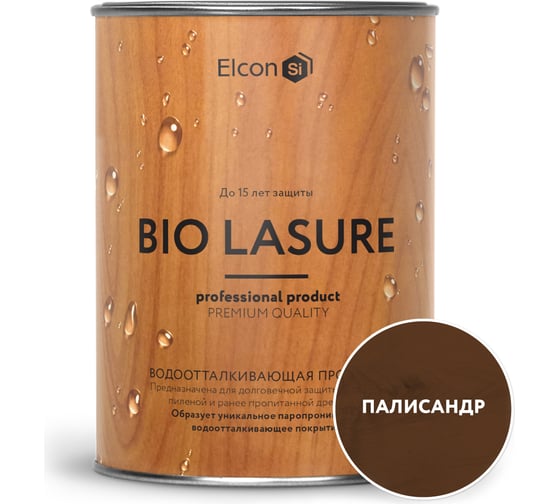 Водоотталкивающая пропитка-антисептик для дерева Elcon Bio Lasure (палисандр; 0.9 л) 00-00461944 18845106