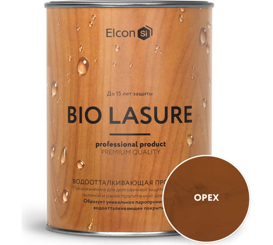 Водоотталкивающая пропитка Elcon Bio Lasure для защиты дерева до 15 лет, антисептик (орех; 0.9 л) 00-00461942 1