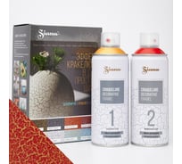 Набор аэрозольных красок в баллончиках для декора SIANA Craquelure с эффектом трещин, двухшаговый, для мебели, дерева, стекла, пластика, радиаторов красный+золото NSNC004
