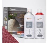 Набор аэрозольных красок в баллончиках SIANA Craquelure  с эффектом трещин, двухшаговый, для мебели, декора, дерева, стекла, пластика, радиаторов, красный+серебро NSNC008