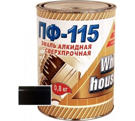 Эмаль White House ПФ-115 (черная; 0.8 кг) 15242