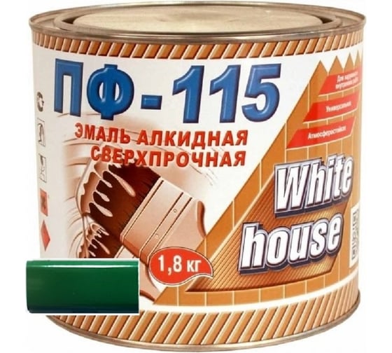 Эмаль White House ПФ-115 (зеленая; 1.8 кг) 15216 1