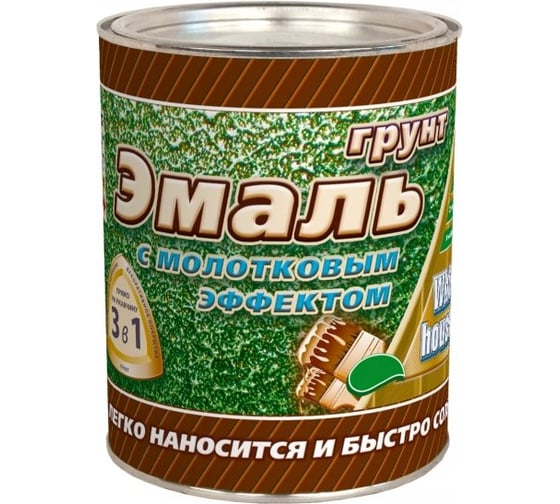 Молотковая грунт-эмаль 3 в 1 White House (горький шоколад; 1.8 кг) 15790