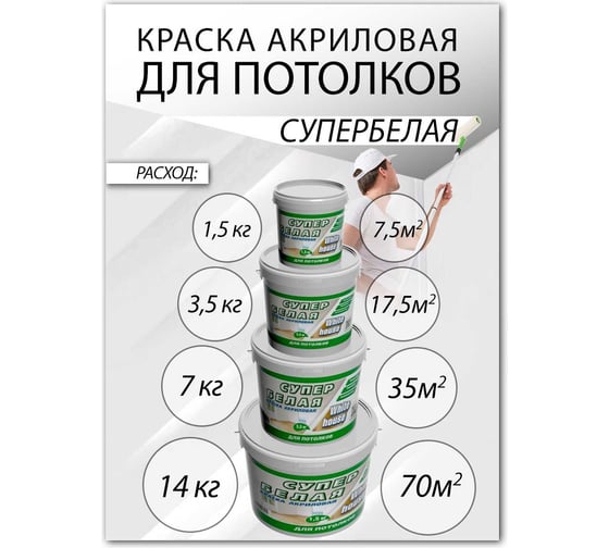 Краска для потолков White House ВД (3.5 кг; морозоустойчивая) 13616