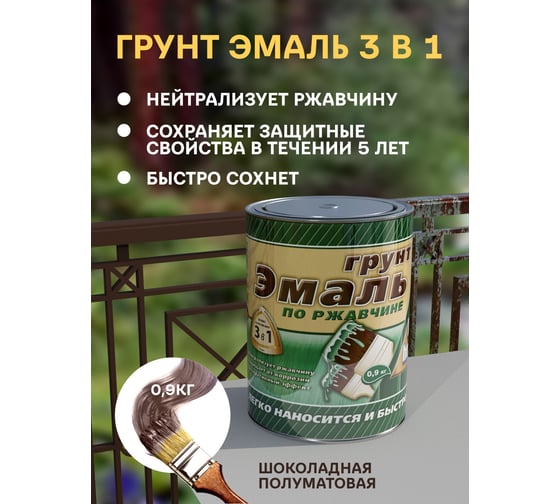 Грунт-эмаль 3 в 1 White House (шоколадная; 0.9 кг) 15435