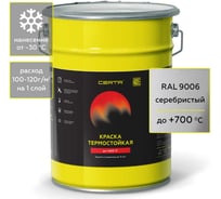 Термостойкая краска CERTA для металла, печей, мангалов, радиаторов, дымоходов, суппортов, до 700 градусов, серебристый RAL 9006, 4 кг CPR00047