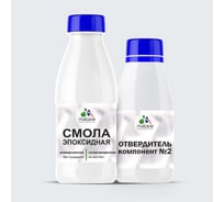 Смола эпоксидная универсальная MALARE 2К, двухкомпонентная кристально-прозрачная самовыравнивающаяся высокопрочная без запаха, 750 г ЭСУНИВПР0075