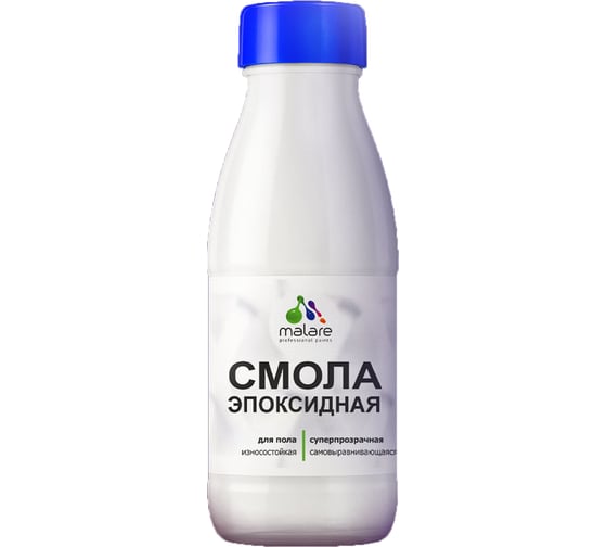 Эпоксидная смола для пола MALARE 2К двухкомпонентная, высокотекучая, износостойкая, самовыравнивающаяся, кристально-прозрачная, 750 г 4660504766763 1